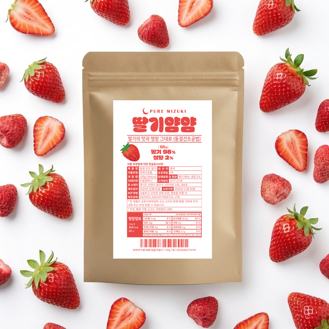 퓨어미즈키 동결 건조 딸기 과일칩, 100g, 1개