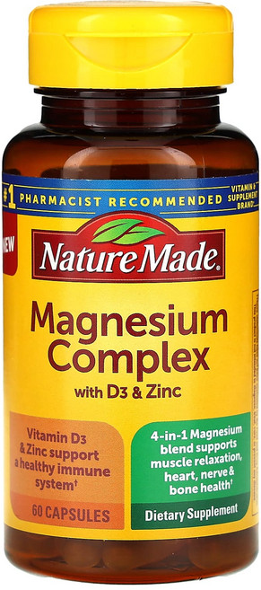 Nature Made 네이처메이드 마그네슘 복합체 D3 및 아연 함유 60캡슐, Nature Made, 마그네슘 복합체, D3 및 아연, 1개, 60정