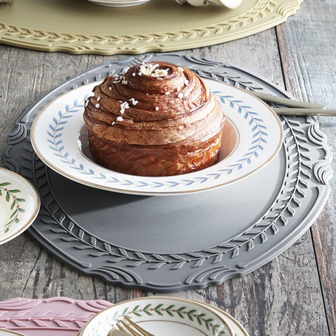 시라쿠스 로렐 실리콘 논슬립 테이블 식탁매트 4p, 연그레이, 43cm, 4개