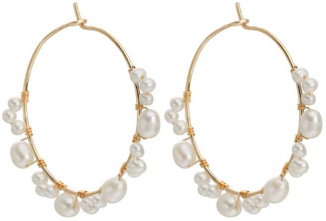 핸드메이드 와인딩 안개꽃 진주 귀걸이 담수진주 에일리언 빈티지 라이트 이어링, 내츄럴 화이트, 1개