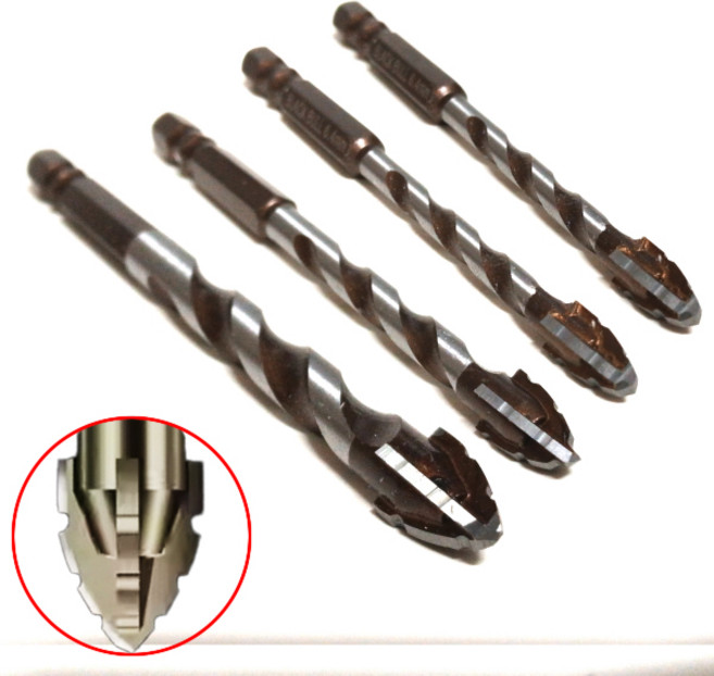 멀티 화살 타일 기리 4날 세트 탭 드릴 비트 석재 철판 목재 콘크리트 기리 임팩 콘기리