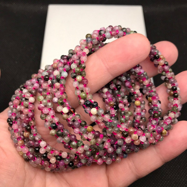 天然碧璽編織手串 7m 8m 彩虹碧璽手鏈