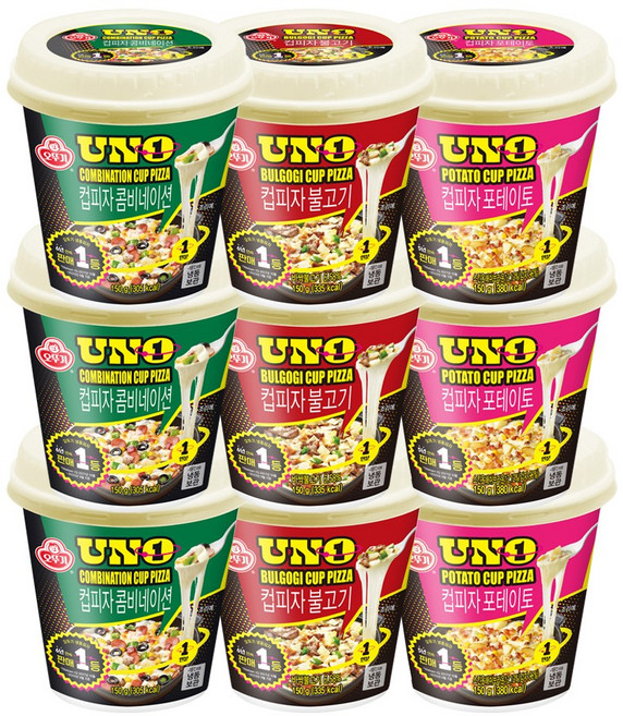 오뚜기 떠먹는 컵피자 포테이토 150g 3개+불고기 150g 3개+콤비네이션 150g 3개(총 9개), 9개
