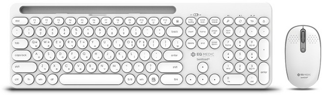 이큐웨어 이큐메딕 Sanitize-WS3 항균 거치형 저소음 무선 키보드 마우스 세트 (화이트), 일반형