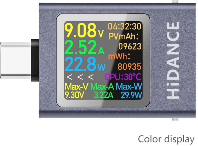 HDC-085C DC 4.5-50V 0-12A PD3.1 다기능 디지털 디스플레이 DC 전압 전류계 전력계 유형-c 휴대 전화 충전, 01 Color Display 600W
