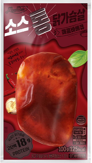 [랭킹닭컴] 맛있닭 소스 통 닭가슴살 매콤바베큐, 100g, 20개