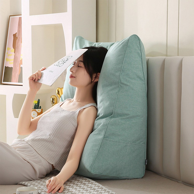 코잠 더 넓고 긴 롱 삼각쿠션 등받이 쿠션 등쿠션, 민트