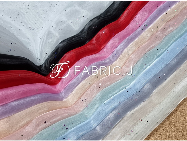 패브릭제이 대폭 샤 별빛 펄 한복 노방 오간자 원단 12종 FJ-292, 레드, 1개