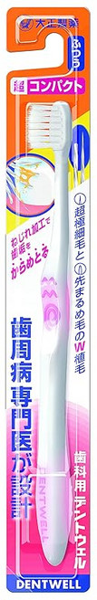 다이쇼제약 치과용 덴트웰칫솔 초콤팩트 보통 12개입 / 치주질환 전문의 설계! 초콤팩트 헤드 치주질환 대응 칫솔 초극세모 앞둥근털 치석제거 MO스토퍼 러버핸들 1개월 1개가 교환, 1개