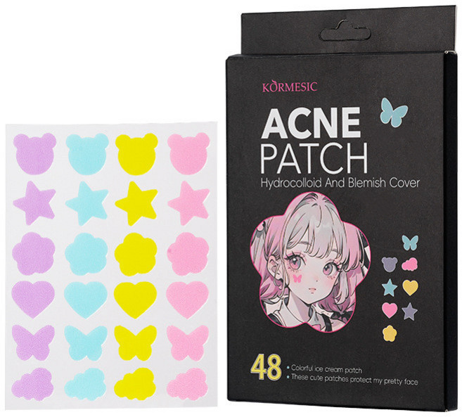 KORMESIC 彩色痘痘貼 Hydrocolloid And Blemish Cover 48入, 1個, 售，購買即默認免責聲明且承責任],48粒/盒