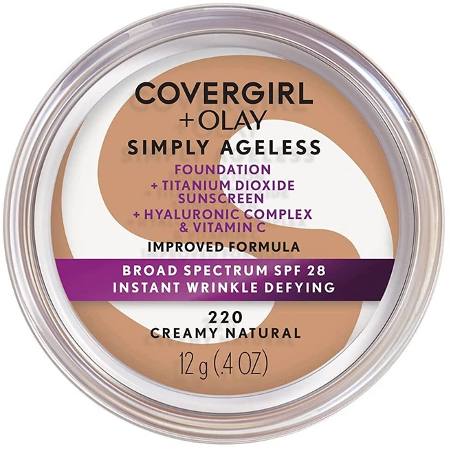 CoverGirl COVERGIRL & Olay 심플리 에이지리스 파운데이션 미디엄 라이트 12g 269973, 220 크리미 내추럴 - 쿠팡