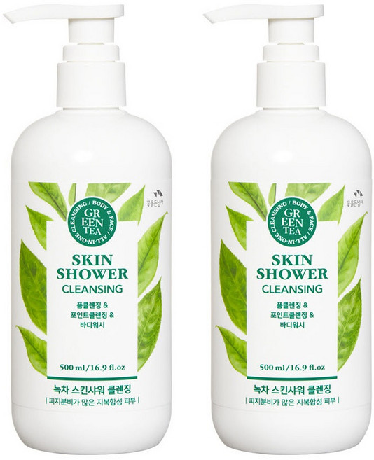 꽃을든남자 녹차 스킨샤워 클렌징 500ml, 2개