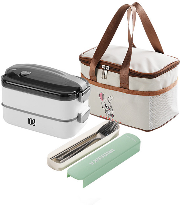 직장인 스텐 도시락 대용량 학생 도시락 다단 프리 코디 피크닉 보온 런치박스, 1세트, 흰색(2단)