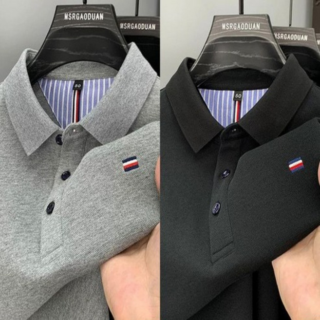 메인워크 1+1 중년남성 터틀넥 폴로 셔츠 빅사이즈 봄가을 아빠룩 비즈니스 긴팔 티셔츠 솔리드 루즈핏 스판 하객룩 간절기 카라넥 상의 2매입