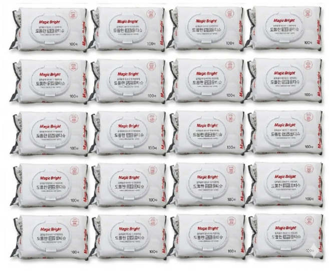 크린센스 매직브라이트 도톰한 엠보 물티슈, 20개, 100매, 3.88g