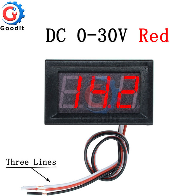 미니 디지털 전압계 DC 4.5V ~ 30V 패널 6V 12V Electromobile 오토바이 자동차 0.56'', DC 0-30V 3 wire 1, 1개