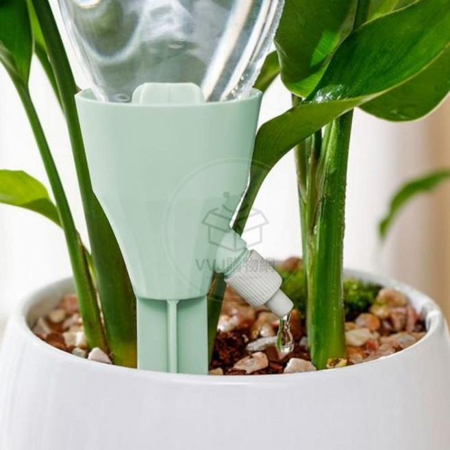 VVJ購物網 懶人自動澆花可調速滴水器 盆栽自動澆水器 均勻滴水 寶特瓶通用 藍綠, 1個