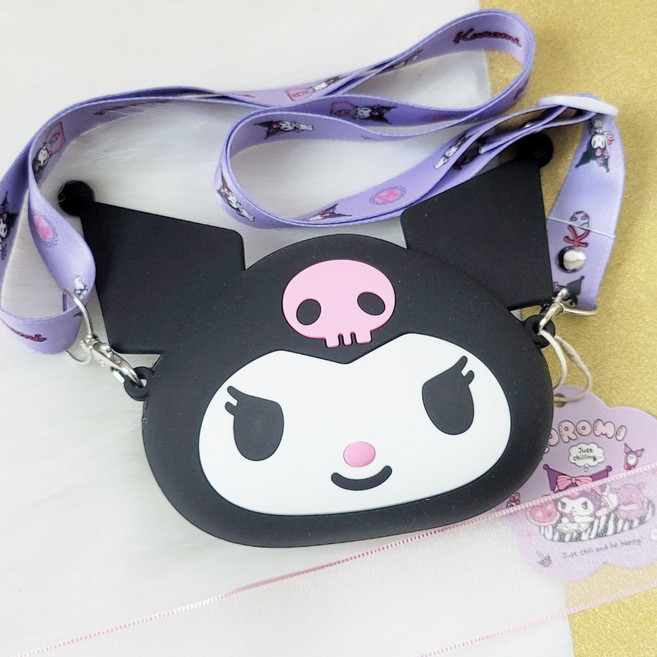 산리오 쿠로미 페이스 실리콘 크로스백 어깨끈 가방