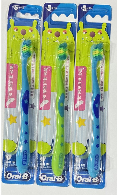 오랄비 비니 어린이 칫솔, 남아용, 1세트, 3개입