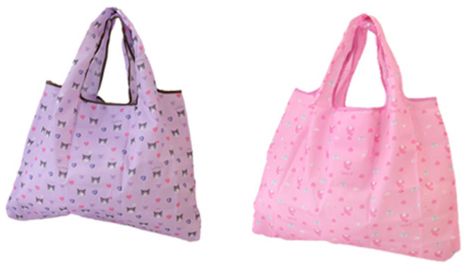 이호 안젤라 접이식 포켓형 장바구니 에코백 바구니 캐릭터 1+1 퍼플 핑크, 이호 안젤라 퍼플+이호 안젤라 핑크
