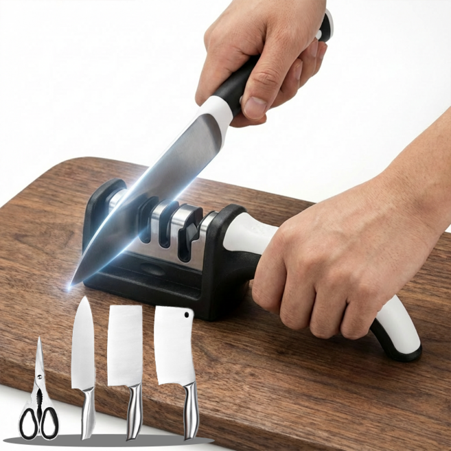 ATAASHA 가정용 칼갈이 4 in 1 멀티 칼 가위갈이, 1개, 블랙화이트