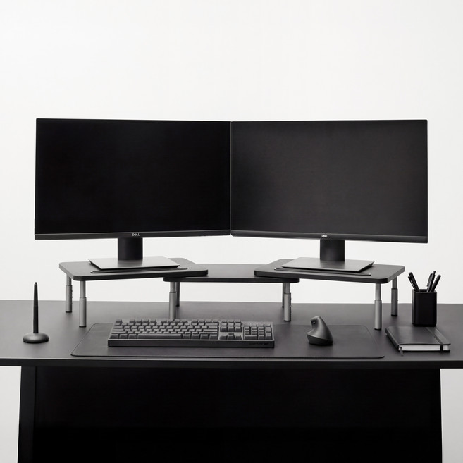 퍼플래빗 듀얼 모니터 받침대 각도 높이조절 3단, 블랙