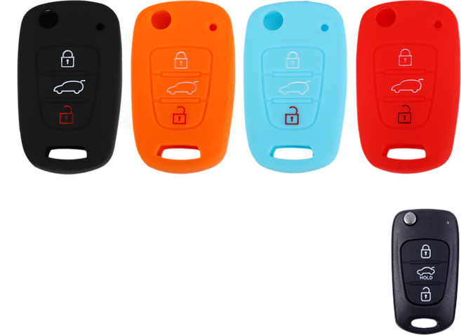 이너스 현대 기아 3버튼 YF소나타 i30 포르테 레이 폴딩 키 실리콘 케이스, 그린