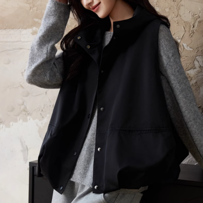 루나모드 베스트 후드 조끼 허리 스트링 K0139