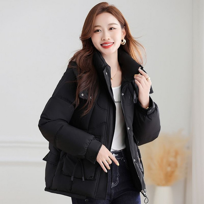 중년 여성 겨울 후드 집업 패딩 루즈핏 도톰 코트 방한 자켓 경량 패딩 엄마 아우터SYW