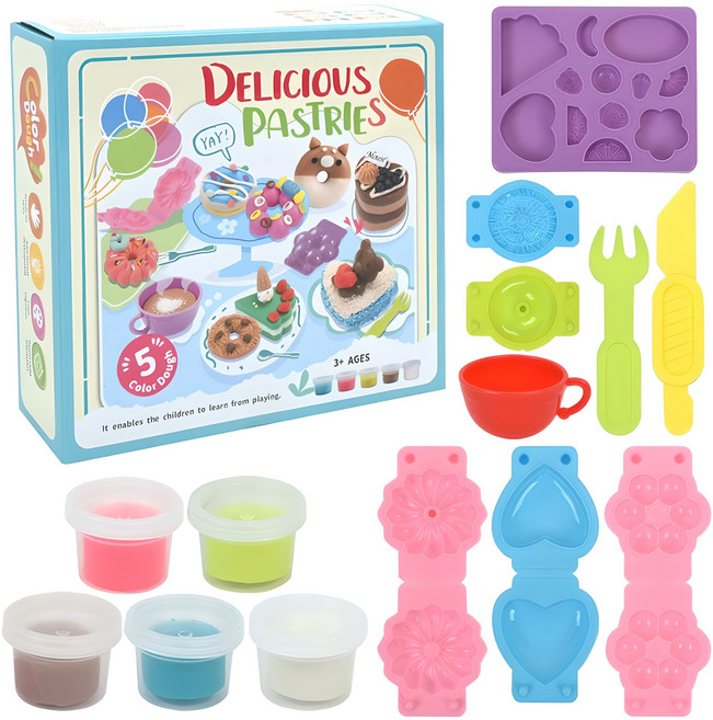 플레이 컬러 도우 클레이 세트, 도너츠디저트, 350g, 1세트