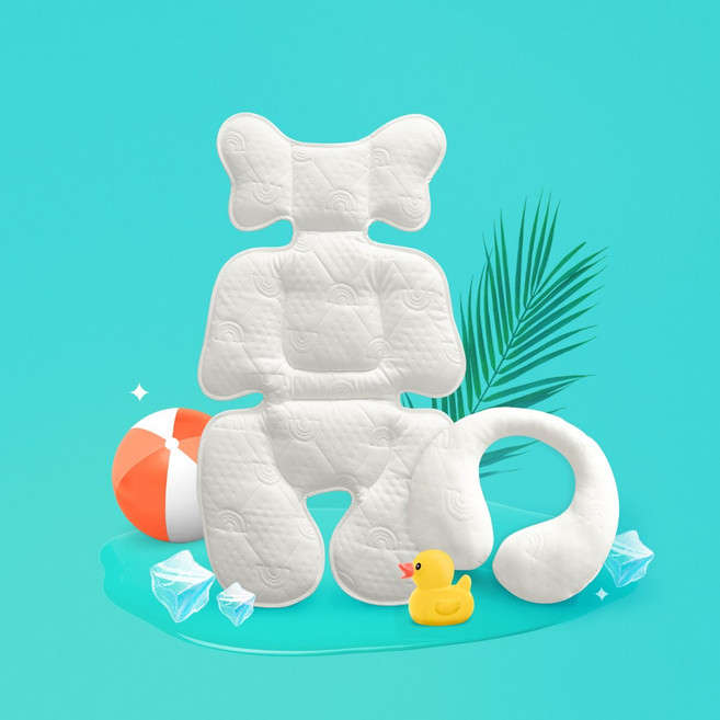 에시앙 슈가파우더 냉감 듀라론 쿨 유모차 라이너+목쿠션 세트