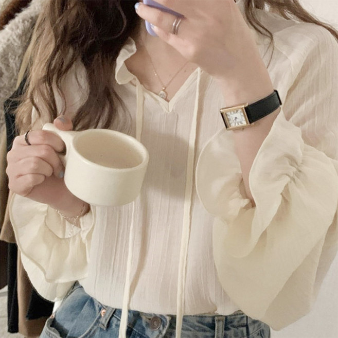 퍼프블라우스 레이스블라우스 여성 셔츠 봄
