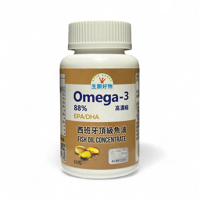 生酮好物 Omega-3 西班牙頂級魚油 88%高濃縮 EPA/DHA 60粒, 1個, 1份