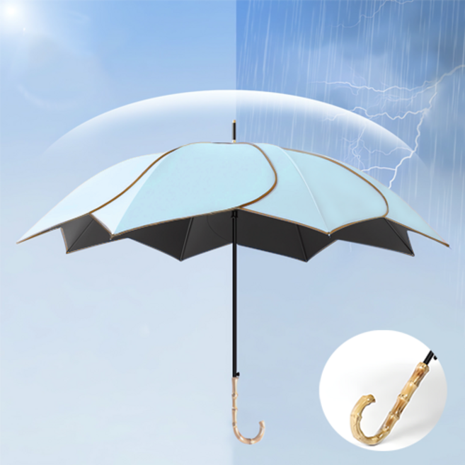 LUMANOKI 대나무 손잡이 데일리 꽃잎디자인 자동 양우산 YL-104