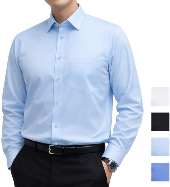 노아이론 남성용 링클프리 긴팔 셔츠 레귤러핏 구김없는 스판 와이셔츠 빅사이즈 포함