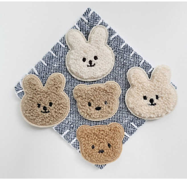 뽀글이 와펜 토끼 곰돌이 가방 의류 diy 와펜패치