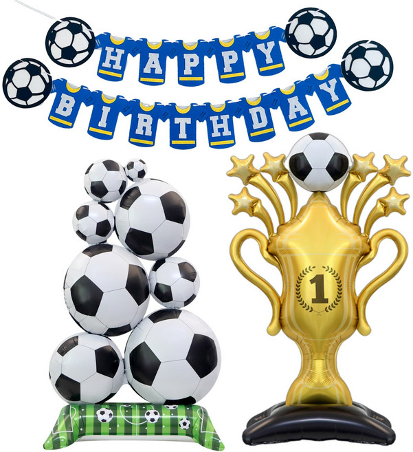 쏙쏙마켓 축구 트로피 생일파티용품 파티세트, 1개, 블루 축구 가랜드세트