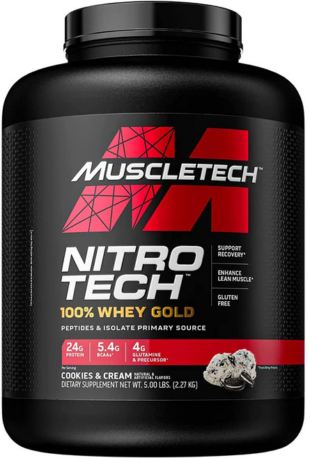 MUSCLETECH 乳清高蛋白粉, Cookies And Cream, 2.27kg, 1罐
