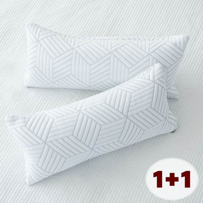 준앤종 쿨링 아이스 큐브 냉감 낮잠 메밀베개 1+1, 화이트