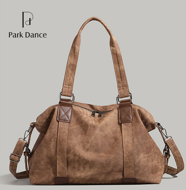 Park Dance 復古質感大容量旅行包, 1個, 棕色