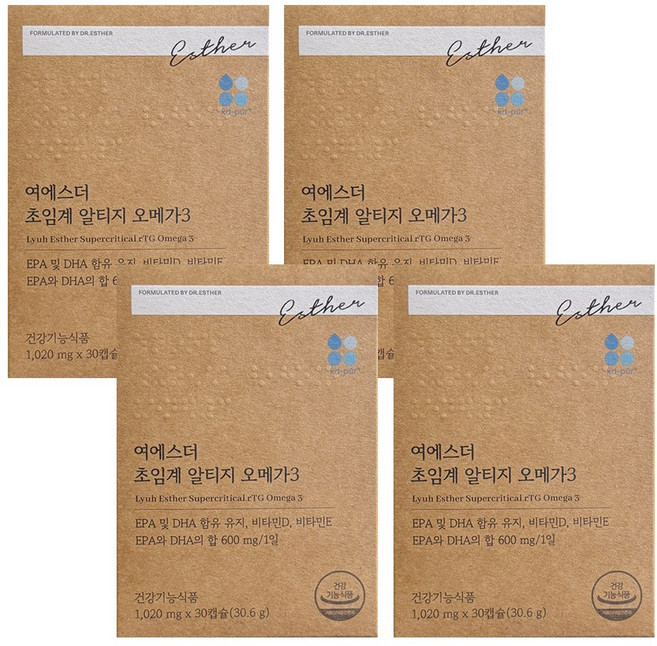 에스더포뮬러 초임계 알티지 오메가3, 30정, 4박스