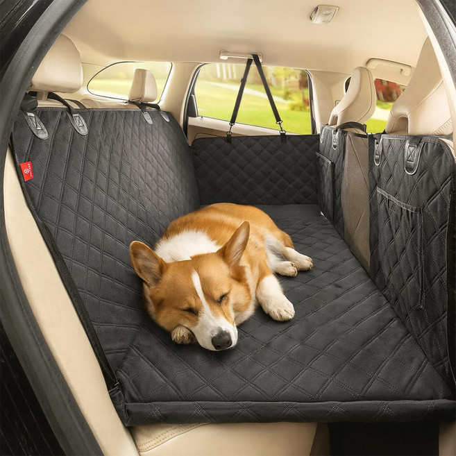 토코이누 대형견 차량용 강아지 카시트 풀커버 뒷자석, 1개, 블랙
