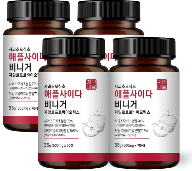 사과 초모 식초 애플 사이다 비니거 분말 알약 캡슐, 70정, 4개