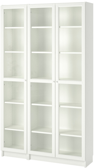 이케아 빌리+옥스베리 책장+유리도어 6단 화이트 120x30x202cm