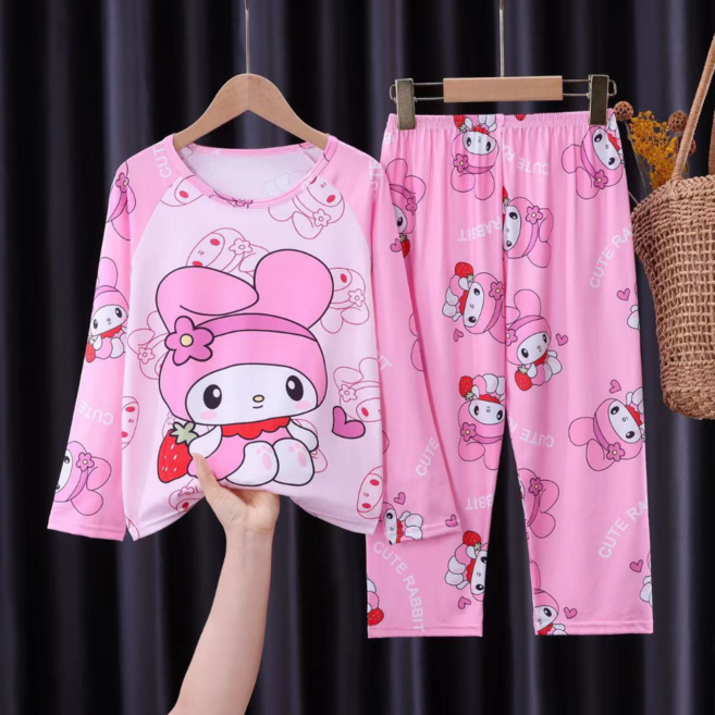 산리오 주니어 잠옷 시나모롤 쿠로미 마이멜로디 어린이 홈웨어 파자마 긴팔 내의 상하의세트