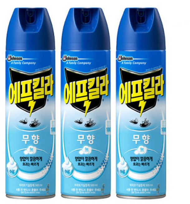 에프킬라 에어졸 무향, SC존슨 에프킬라 무향 에어졸 500ml 3개