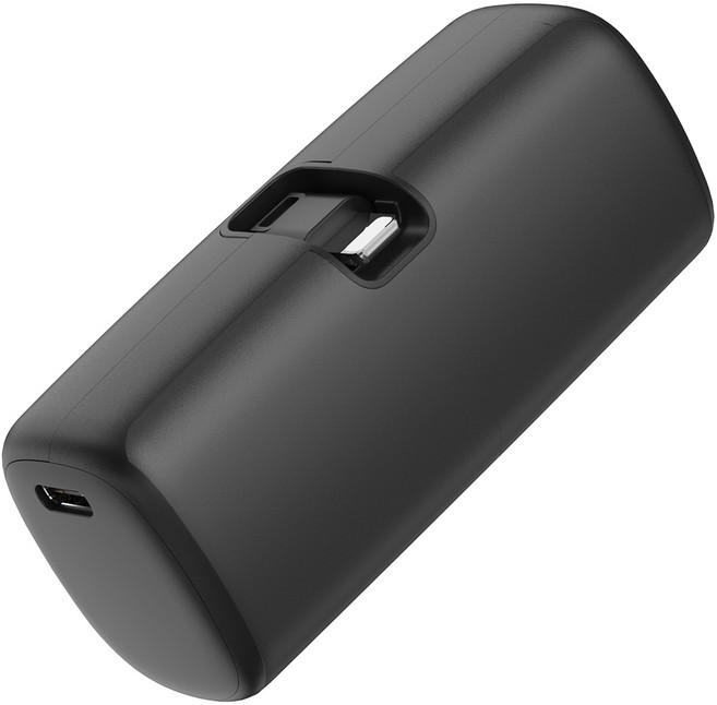 일체형 미니 8핀 단자 접이식 도킹형 보조배터리 5000mAh, 블랙