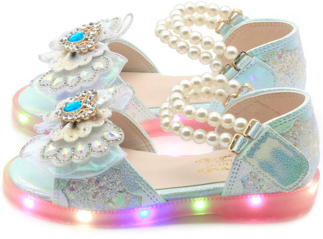 PKS엘사진주LED샌들 여아 유아 라이트 여름샌들