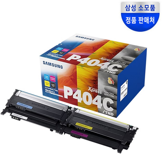 삼성전자 CLT-P404C 정품토너, 검정 + 파랑 + 빨강 + 노랑, 1개