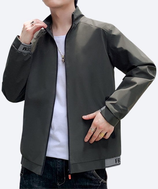 가르크시 심플 하이넥 풀 집업 점퍼 데일리 캐주얼 베이직 바람막이 아우터 자켓